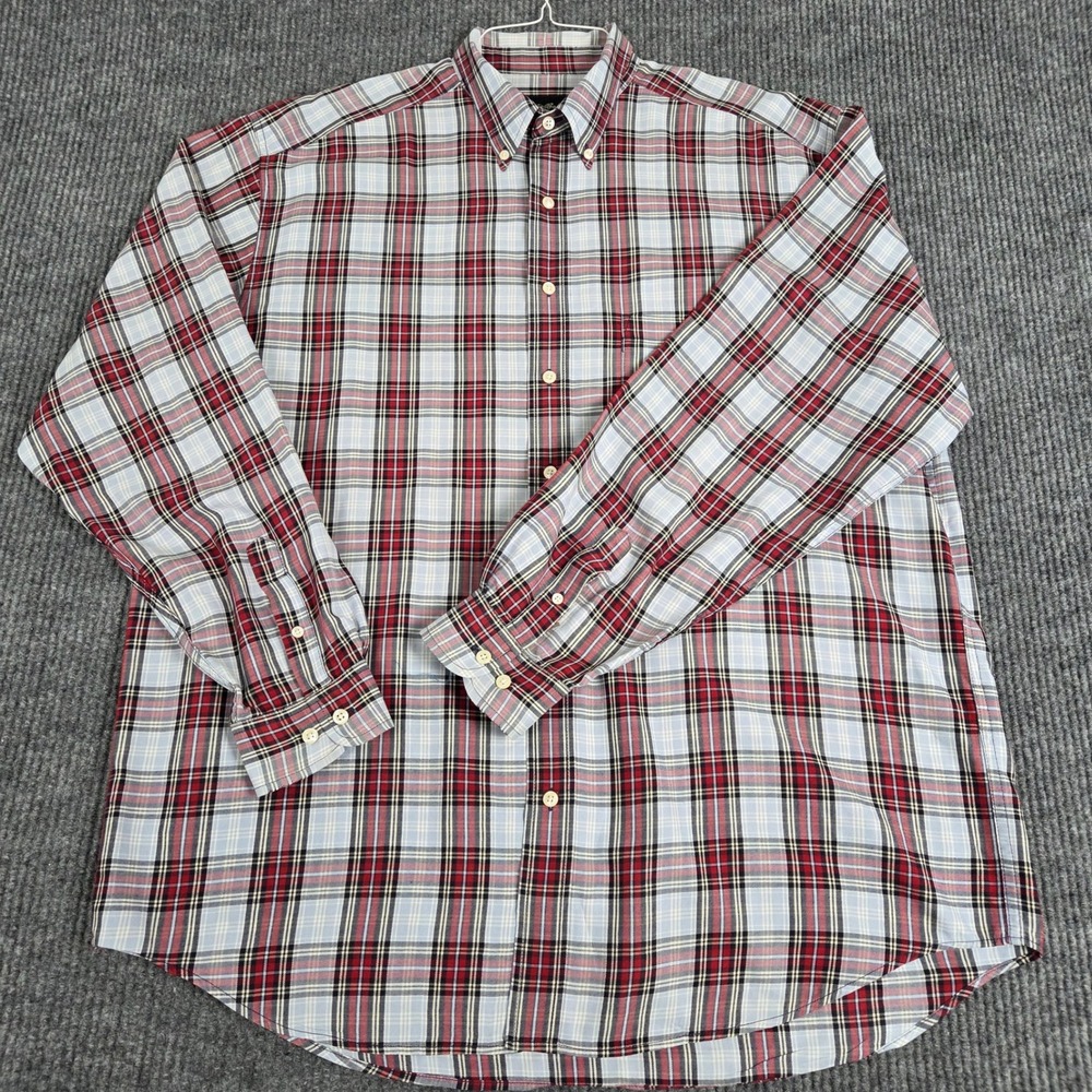 Eddie Bauer Mens Tall Large Plaid Button Down Shirt Long Sleeve Cotton Casual